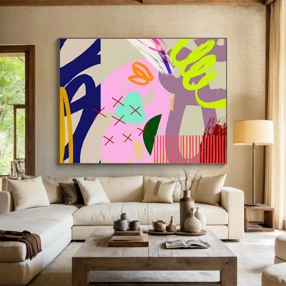 “Neon - Pastel Abstract Play” Abstract Painting On Canvas DKS200