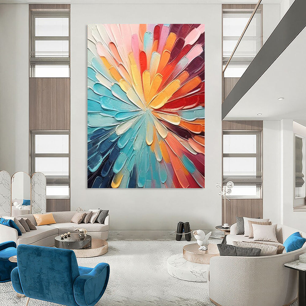 “Color - Wheel Flower” - Textured Abstract Painting On Canvas DS288