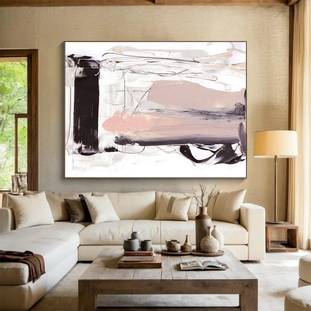 “Soft Neutral Abstract Layers” - Calm Abstract Painting On Canvas PT143