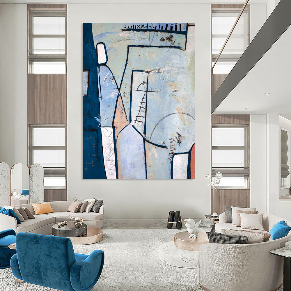 “Blue and White Abstract Journey” - Abstract Adventure Painting On Canvas PT2393