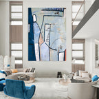 “Blue and White Abstract Journey” - Abstract Adventure Painting On Canvas PT2393