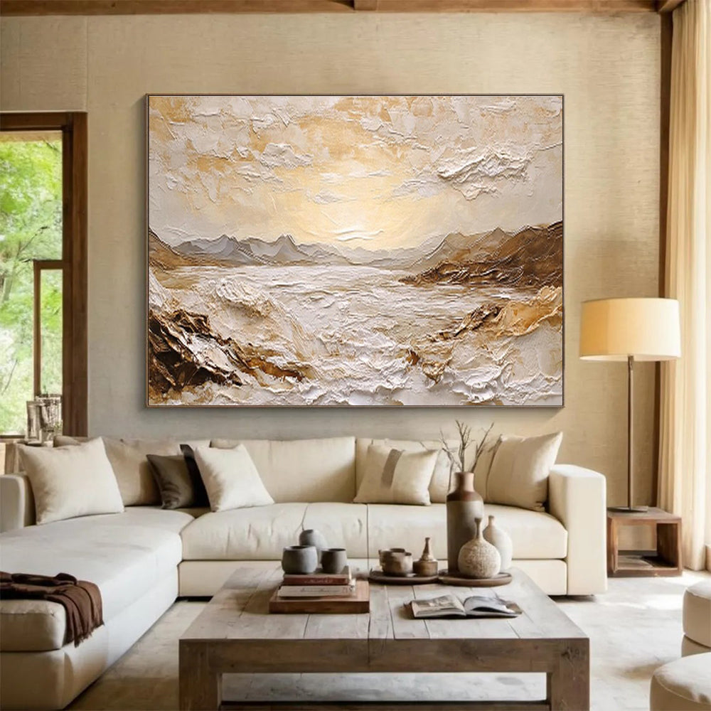 “Repeated Textured Landscape” - Impasto Seascape Painting On Canvas DKS460