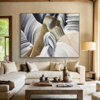 “Black - White - Gold Abstract Flowing Lines” - Luxe Abstract Painting On Canvas PS0351