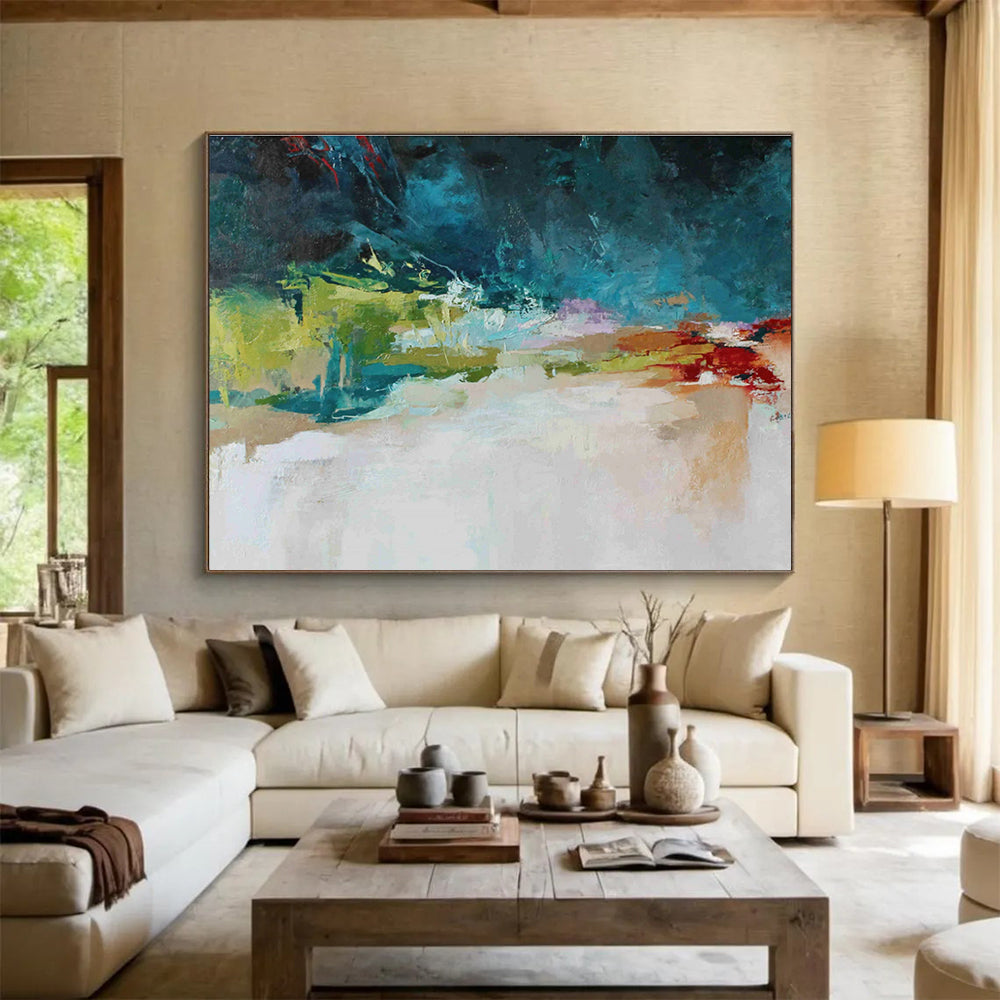 “Colorful Abstract Horizon” - Abstract Landscape Painting On Canvas DKS510