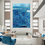 “Blue Abstract with Red Accents” - Textured Abstract Painting On Canvas PT1100