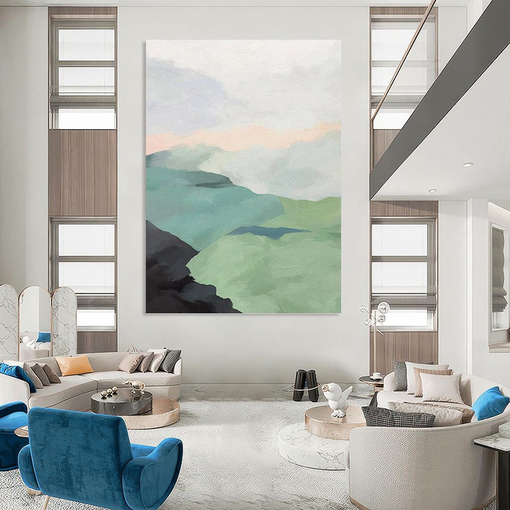 “Pastel Mountain Landscape” - Minimalist - Inspired Landscape Painting On Canvas PT1445