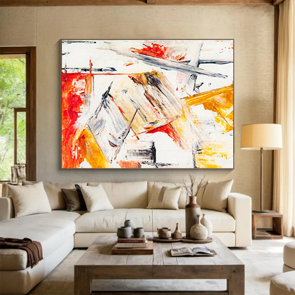 “Dynamic Red - Yellow Abstract” - Energetic Abstract Painting On Canvas DKS400