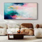 Colorful, Abstract Shapes with White Line Accents "Pastel Harmony" Abstract Painting On Canvas PS1173