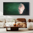 Green, Pink with Floating Cloud "Surreal Touch" Abstract Painting On Canvas PS1442