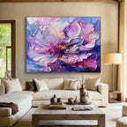 “Vibrant Peony Burst” - Colorful Pink & Purple Floral, Textured Flower Oil Painting On Canvas DKS681