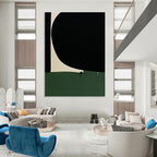“Black - Green - White Abstract” - Minimalist Abstract Painting On Canvas PT1214