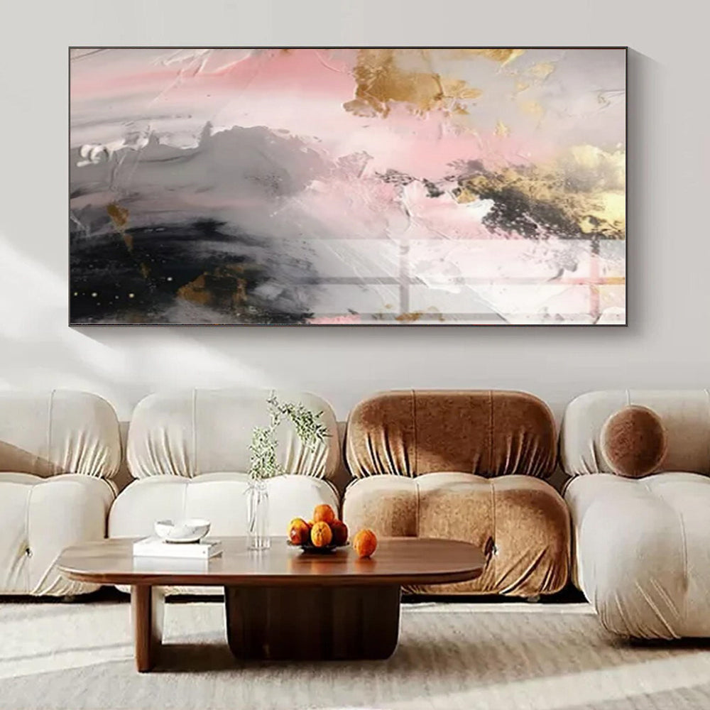 Blush and Gold Dreamscape - Soft - Textured Abstract Painting On Canvas PS1245