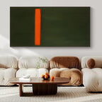 Dark Green, Orange with a Bold Stripe "Nature's Accent" Abstract Painting On Canvas PS1191