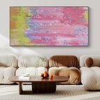 Pink, Blue, Green, Yellow with Thick Strokes "Blossom Rain" Abstract Painting On Canvas PS1402