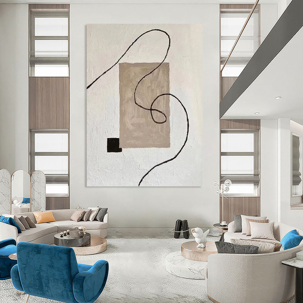 “Neutral Geometric Abstract” - Minimalist Abstract Painting On Canvas PT1327