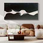 Black, White with Abstract Shapes "Shadow Kiss" Minimalist Painting On Canvas PS1199