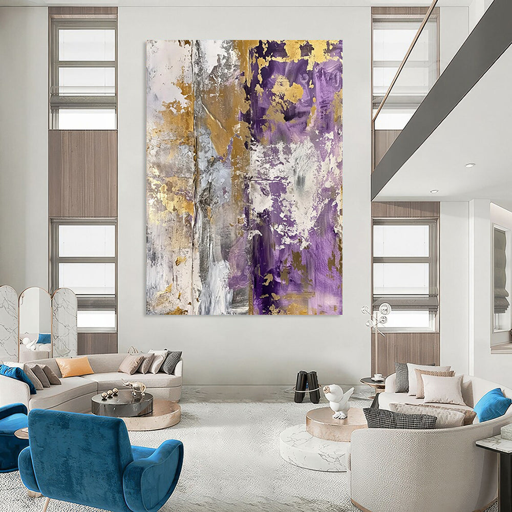 “Purple & Gold Elegance” - Rich Tones & Metallic Accents Painting On Canvas DS134