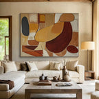 Earth - Toned Abstract Shapes Painting On Canvas DKS088