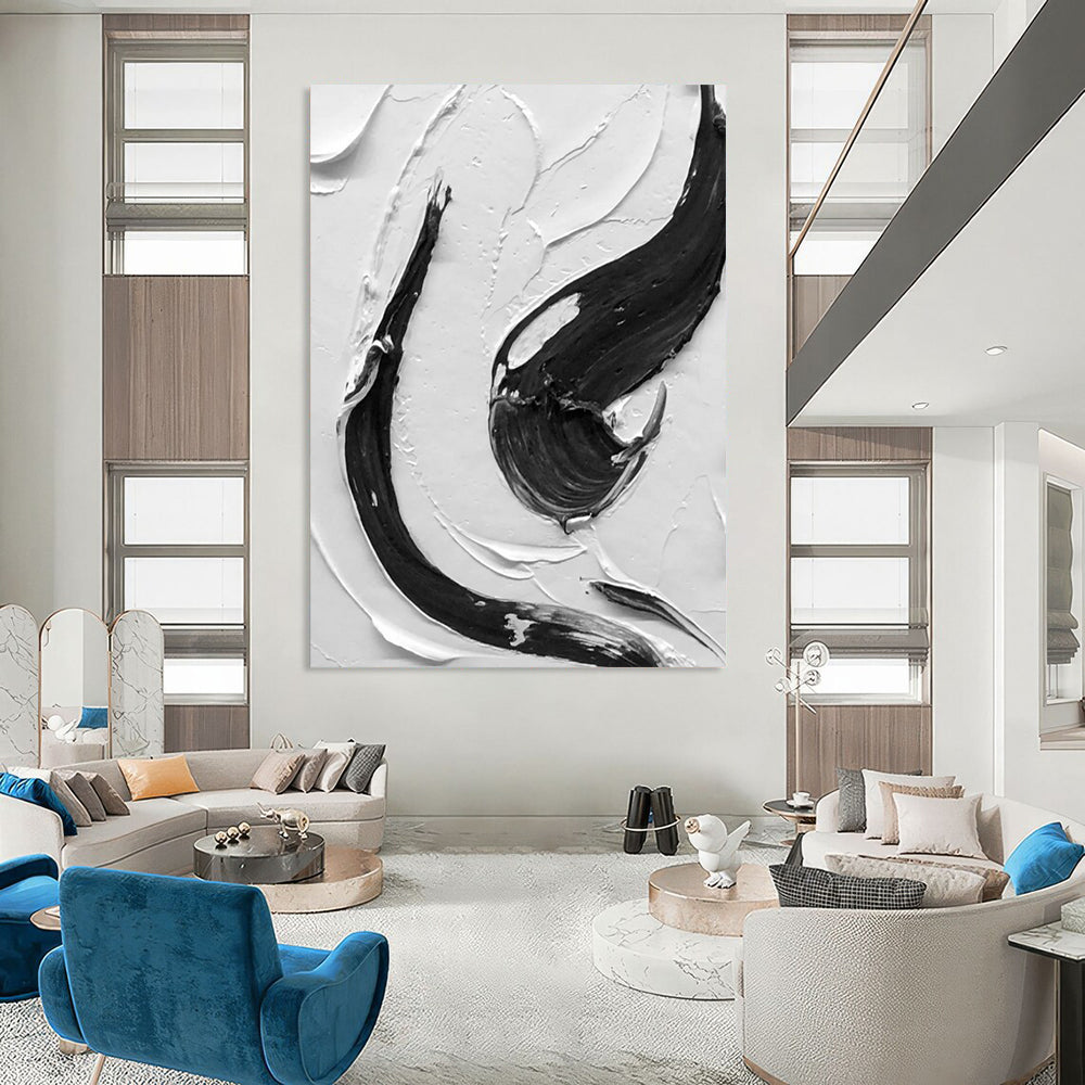 “Intricate Black and White Swirls” - Detailed Abstract Painting On Canvas DS377