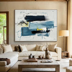 Cool Blues and Dynamic Lines - Modernist Abstract Painting On Canvas DKS318