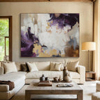 “Purple And Gold Abstraction” - Opulent Abstract Painting On Canvas DKS508