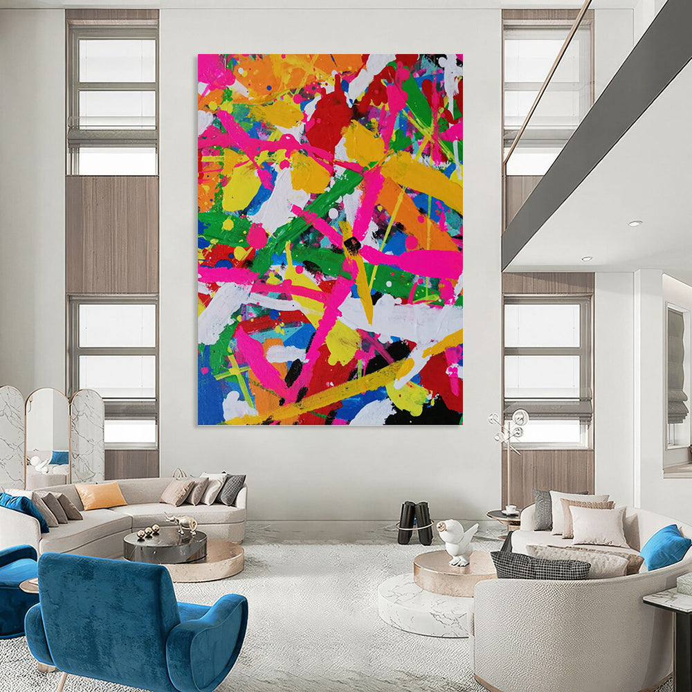 “Color - Explosion Abstract” - Abstract Expressionist Painting On Canvas PT1260