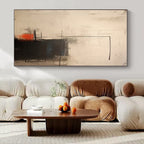 Beige, Black, Red with Geometric Abstraction "Geometric Sparks" Abstract Painting On Canvas PS1291