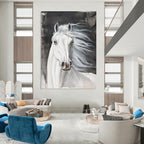 “White Horse Portrait” - Realistic, Equine - Themed Painting On Canvas PT1529