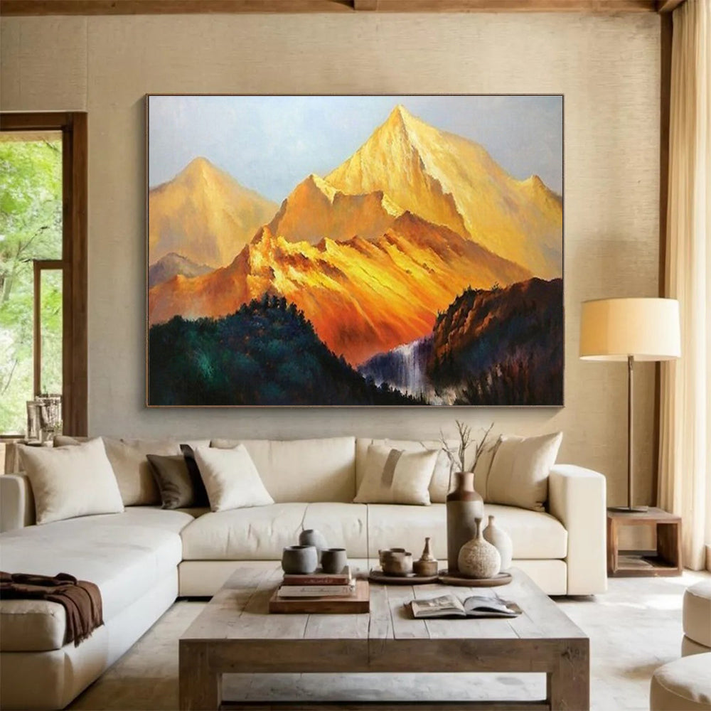 “Golden Peaks” - Realistic Landscape Painting On Canvas DKS433