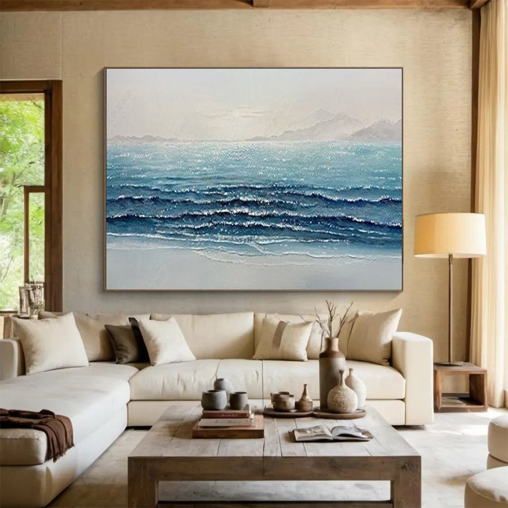 “Shimmering Ocean Waves” - Realistic Seaside Painting On Canvas PT185
