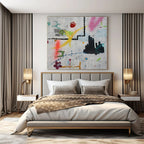 Large-Scale Hand-Painted Abstract Mural for Living Room & Hotel Outdoor Terraces