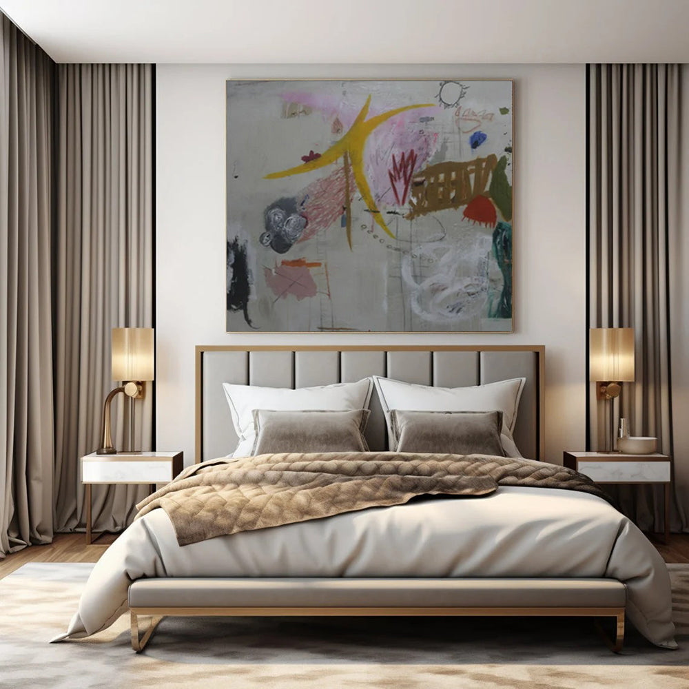 Eclectic Shapes, Colors "Dream Junk Drawer" Abstract Painting On Canvas PS1408