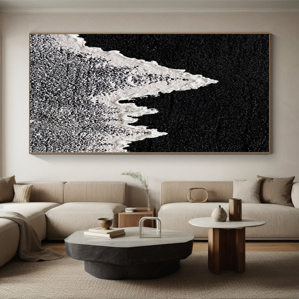 “Black and White Textured Peaks” - Abstract Landscape - Inspired Painting On Canvas PS0020