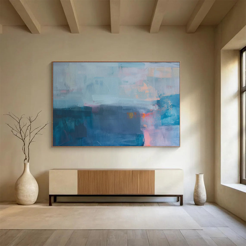 “Cool Blue Abstraction” - Subtle Abstract Painting On Canvas DKS485