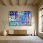 “Colorful Line Abstract” - Abstract Expressionist Painting On Canvas DKS849