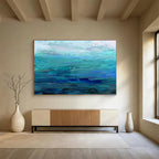 Gradient Blue Seascape - Calming Impressionistic Painting On Canvas DKS377