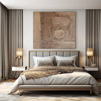 Brown with Subtle Carved Shape "Earthen Trace" Minimalist Sculptural Painting On Canvas PS1201