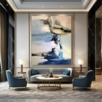 “Blue - Grey Abstract Forms” - Abstract Expressionist Painting On Canvas PT1287