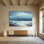 Blue - Grey Night Sky Over Sparkling Sea Seascape Painting On Canvas DKS111