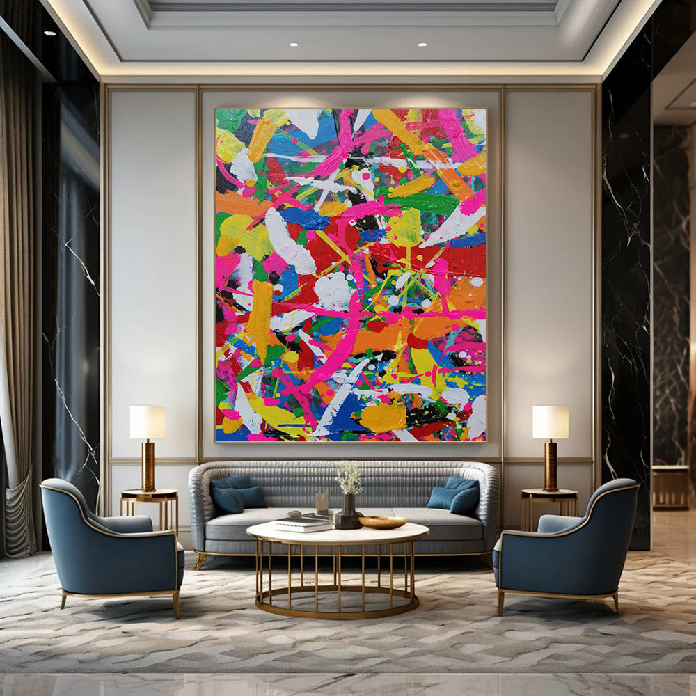 “Color - Explosion Abstract” - Abstract Expressionist Painting On Canvas PT1277