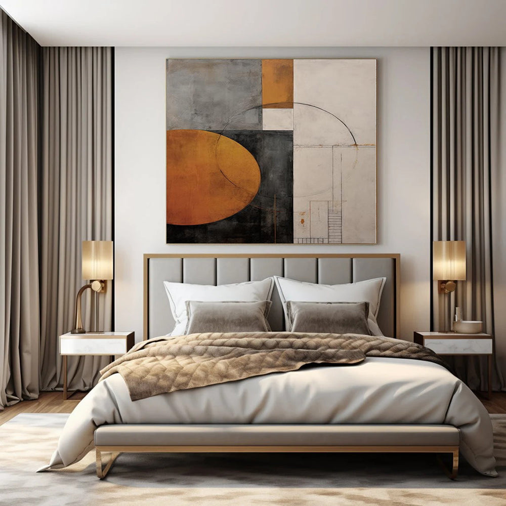 Geometric Shapes in Earthy Hues "Earthy Geometry" Abstract Painting On Canvas PS1206