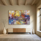 “Golden - Purple Abstract Fusion” - Rich Textures Painting On Canvas PT1516