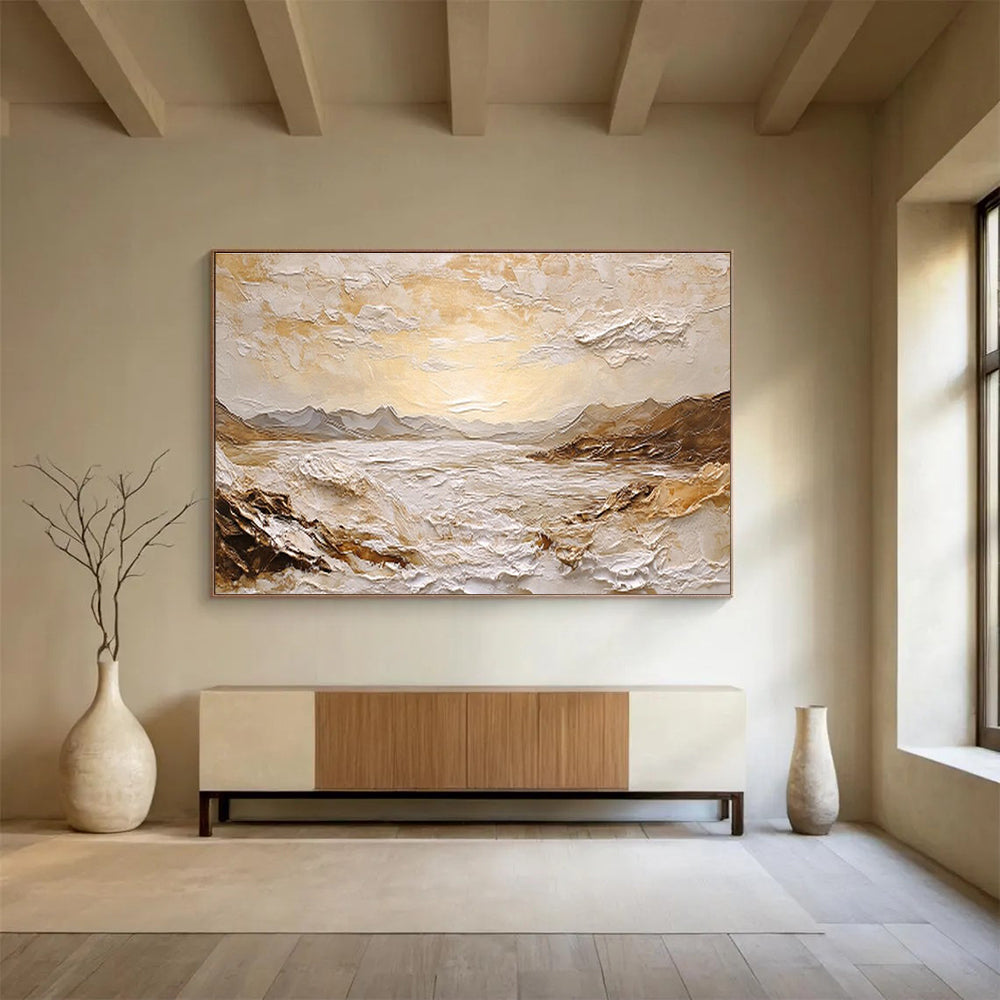 “Repeated Textured Landscape” - Impasto Seascape Painting On Canvas DKS460