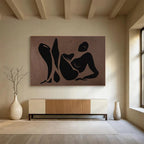 “Brown Silhouette Figures” - Black & Brown Figurative, Modernist Oil Painting On Canvas DKS743