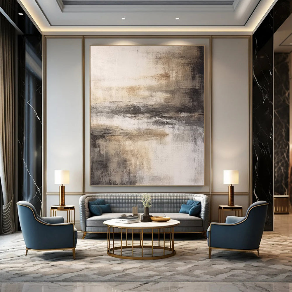 “Neutral Tones Abstract Landscape” - Abstract Landscape Painting On Canvas DS362