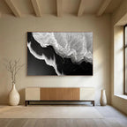 “Black and White Wave Textures” - Monochrome Marine Painting On Canvas PT075