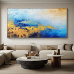 “Blue and Gold Abstract Horizon” - Abstract Seascape - Inspired Painting On Canvas PS0018