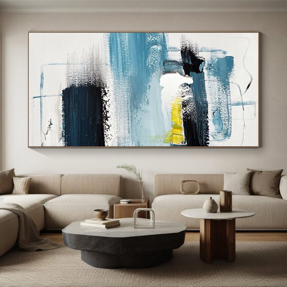 Blue - Yellow Concerto - Mainly Blue, Black, and Yellow - Abstract Expressionism PS0778