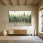 “Misty Forest in Greens and Yellows” - Impressionistic Landscape Painting On Canvas PT065