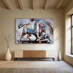 “Colorful Charging Bull” - Expressionist Animal - Painting On Canvas PT1747